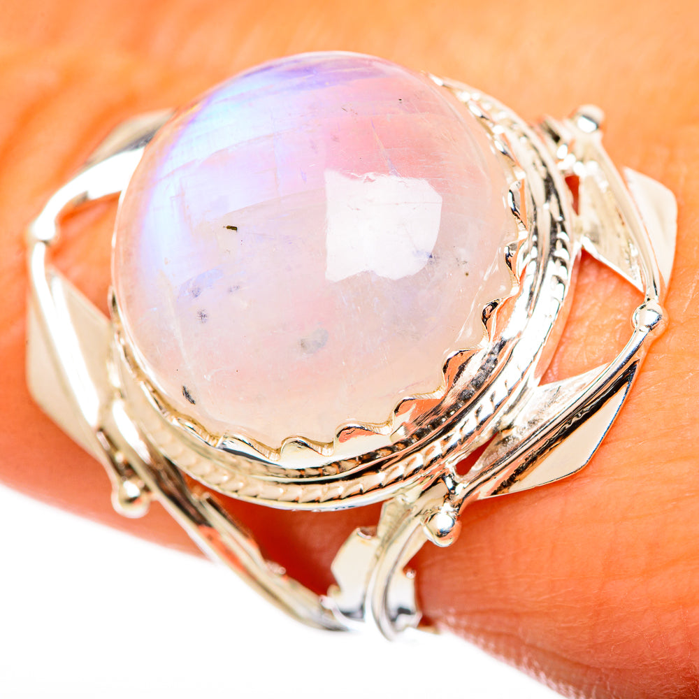 Rainbow Moonstone Rings handcrafted by Ana Silver Co - RING114352