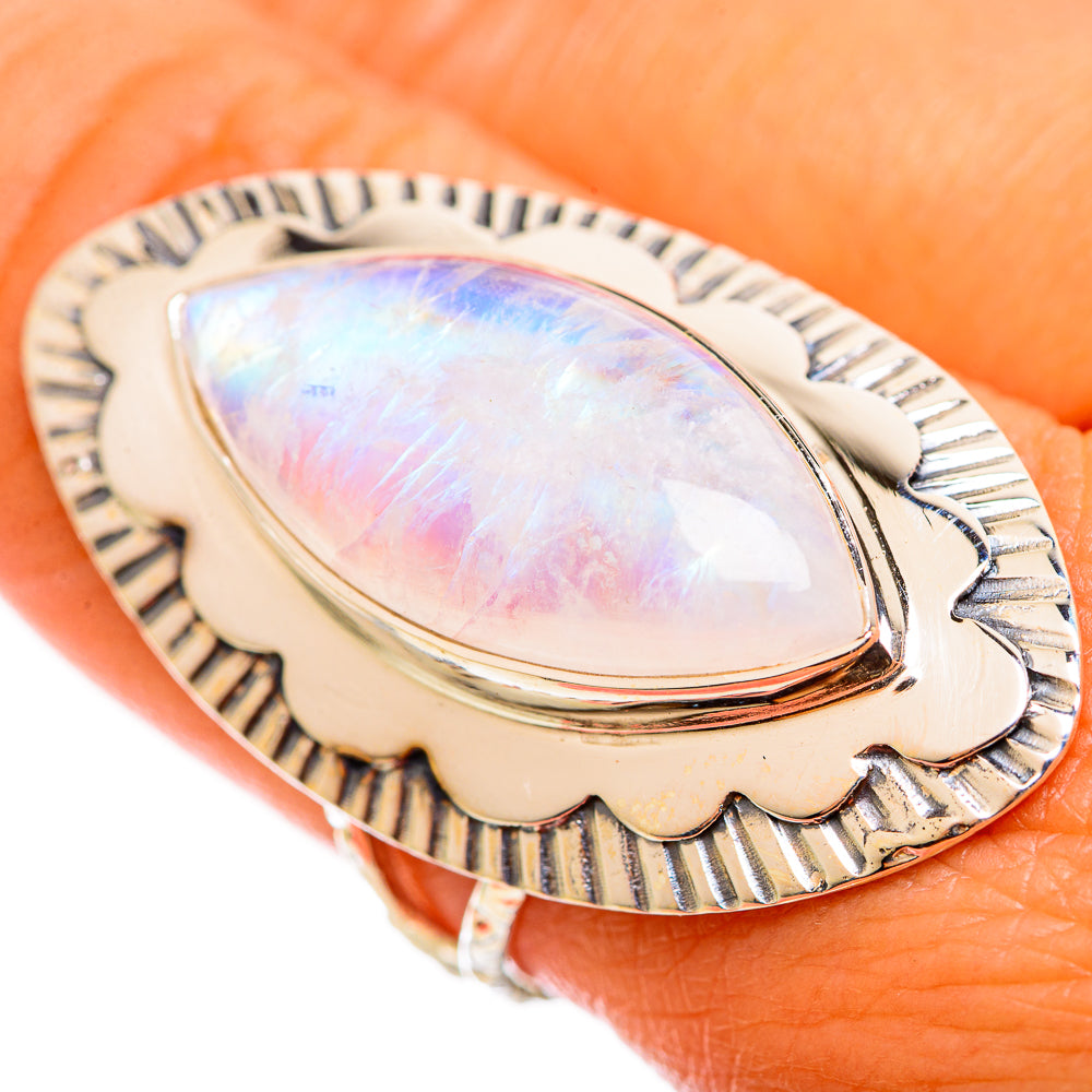Rainbow Moonstone Rings handcrafted by Ana Silver Co - RING114367