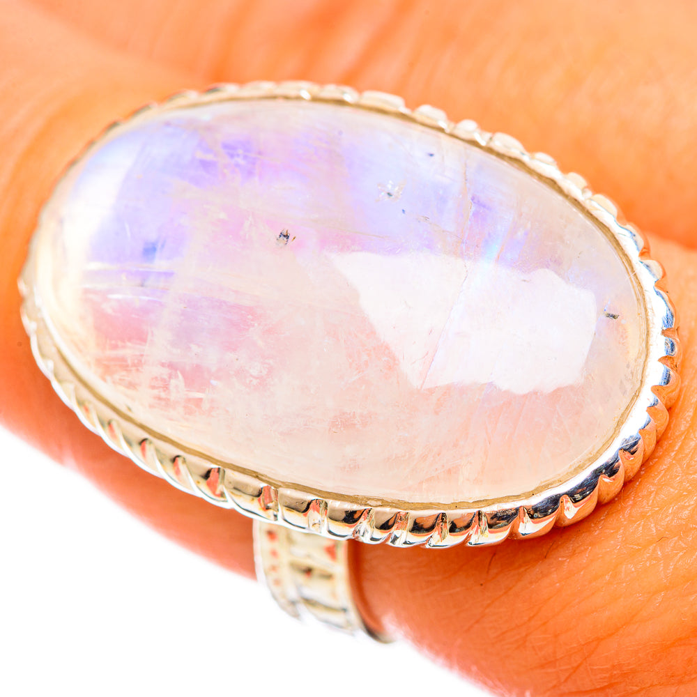 Rainbow Moonstone Rings handcrafted by Ana Silver Co - RING114368