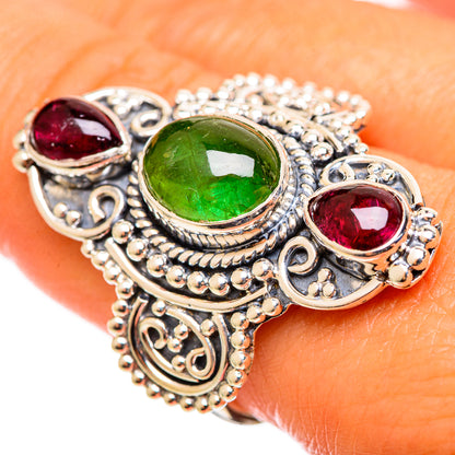 Pink Green Tourmaline Rings handcrafted by Ana Silver Co - RING114372