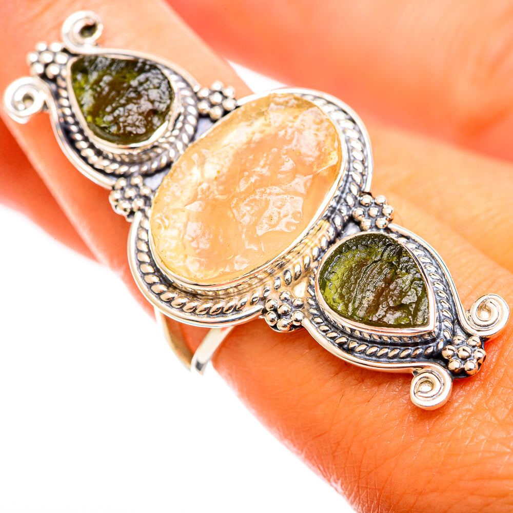 Libyan Desert Glass Rings handcrafted by Ana Silver Co - RING114379