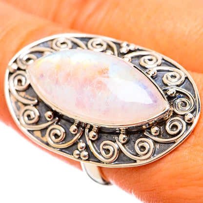 Rainbow Moonstone Rings handcrafted by Ana Silver Co - RING114383