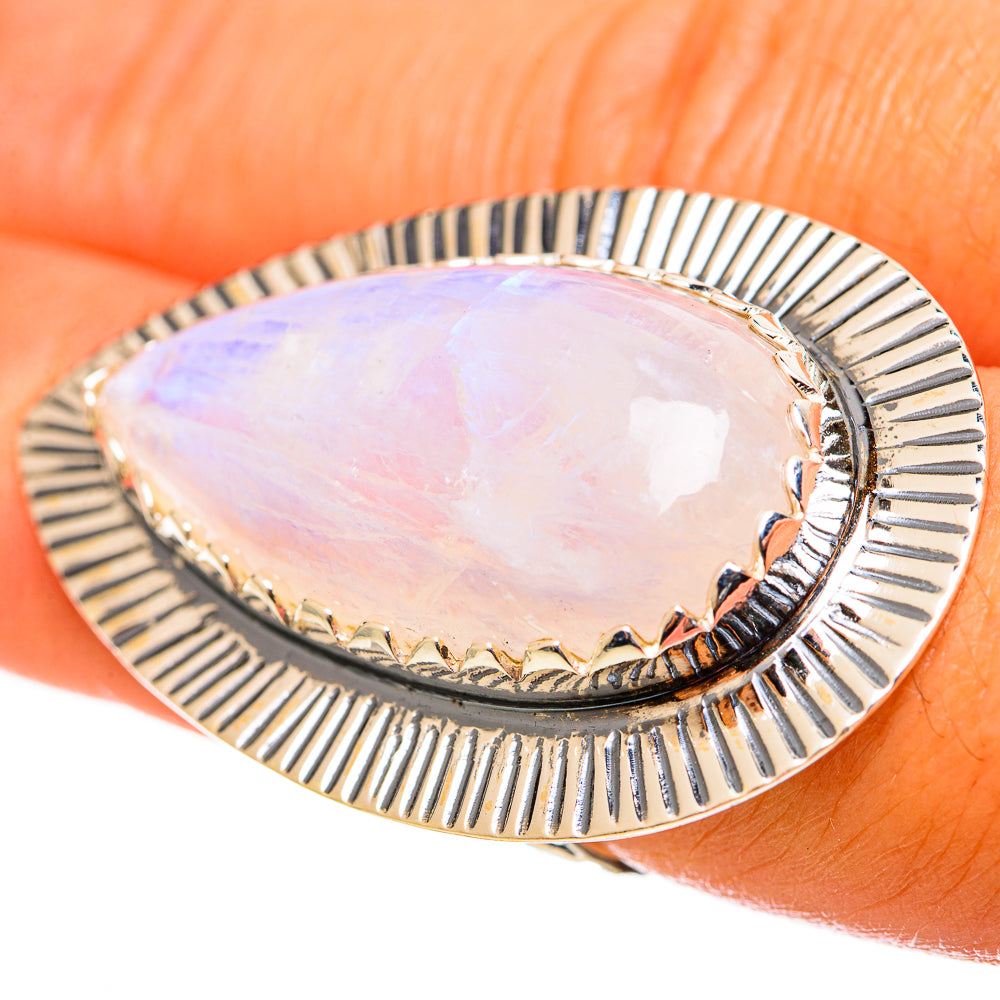 Rainbow Moonstone Rings handcrafted by Ana Silver Co - RING114384