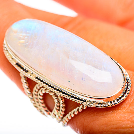 Rainbow Moonstone Rings handcrafted by Ana Silver Co - RING114396