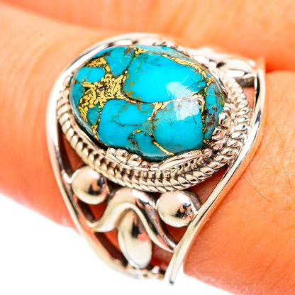 Blue Copper Composite Turquoise Rings handcrafted by Ana Silver Co - RING114401