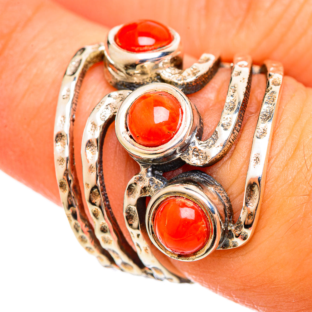 Mediterranean Red Coral Rings handcrafted by Ana Silver Co - RING114415