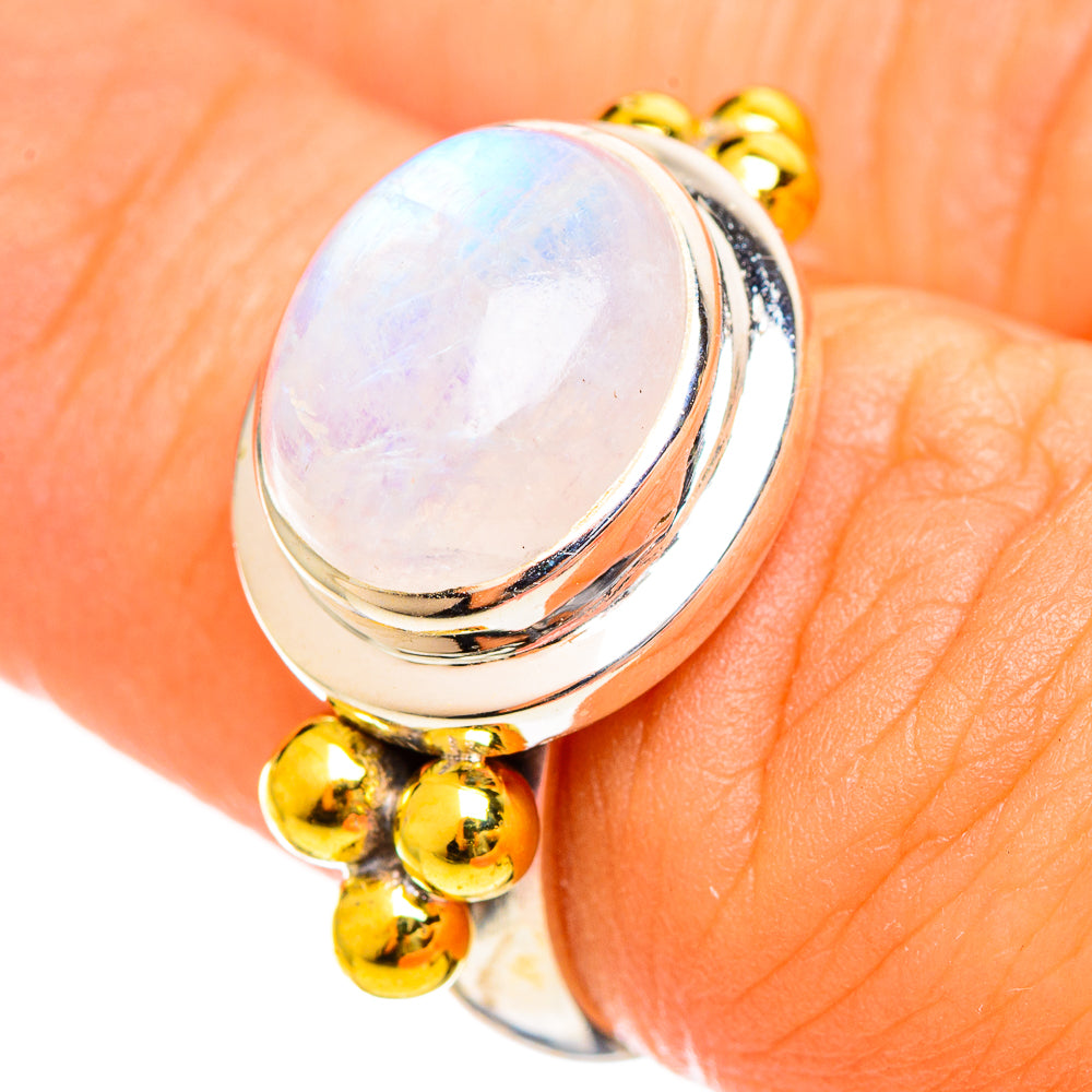 Rainbow Moonstone Rings handcrafted by Ana Silver Co - RING114422