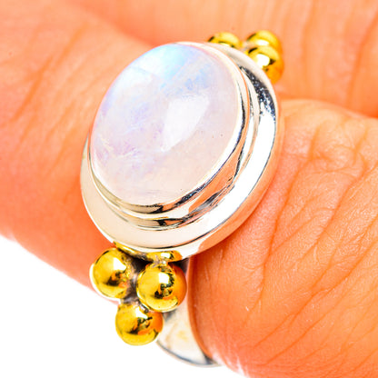 Rainbow Moonstone Rings handcrafted by Ana Silver Co - RING114422
