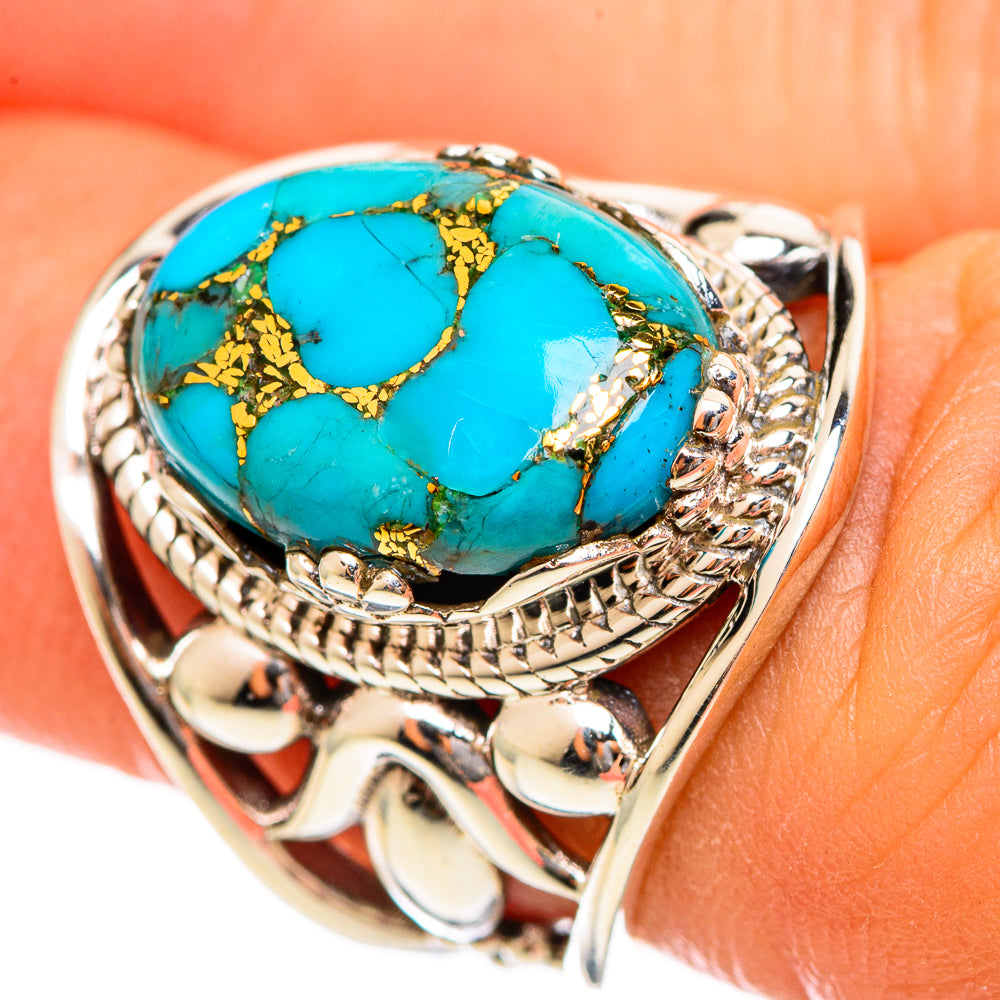 Blue Copper Composite Turquoise Rings handcrafted by Ana Silver Co - RING114427