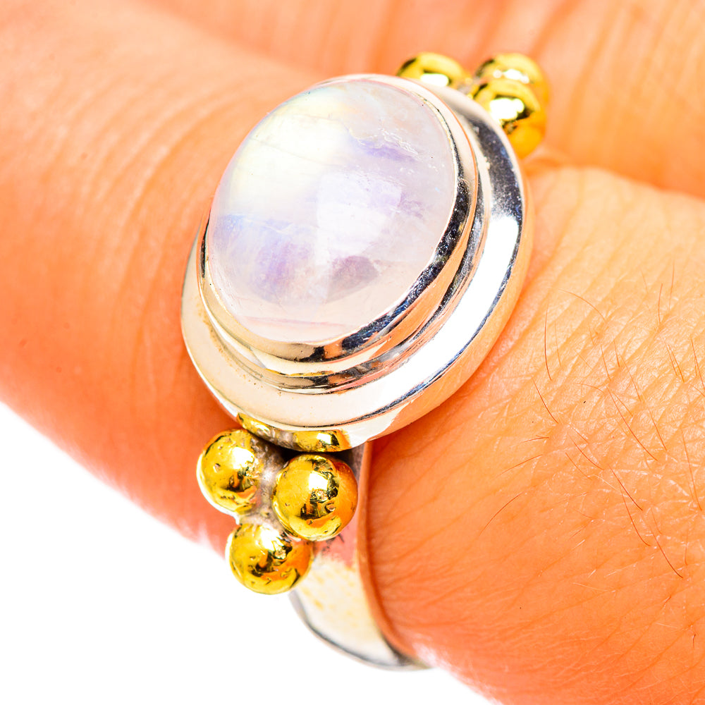 Rainbow Moonstone Rings handcrafted by Ana Silver Co - RING114452