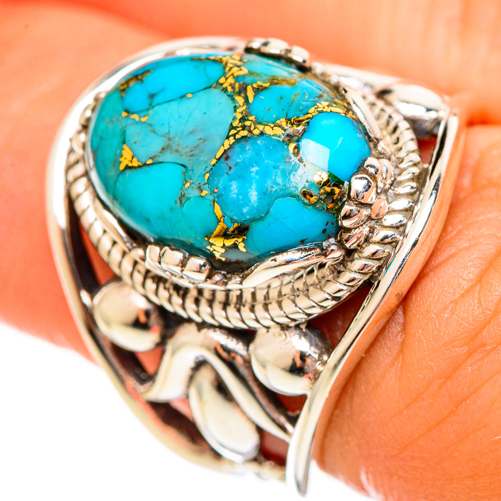 Blue Copper Composite Turquoise Rings handcrafted by Ana Silver Co - RING114458