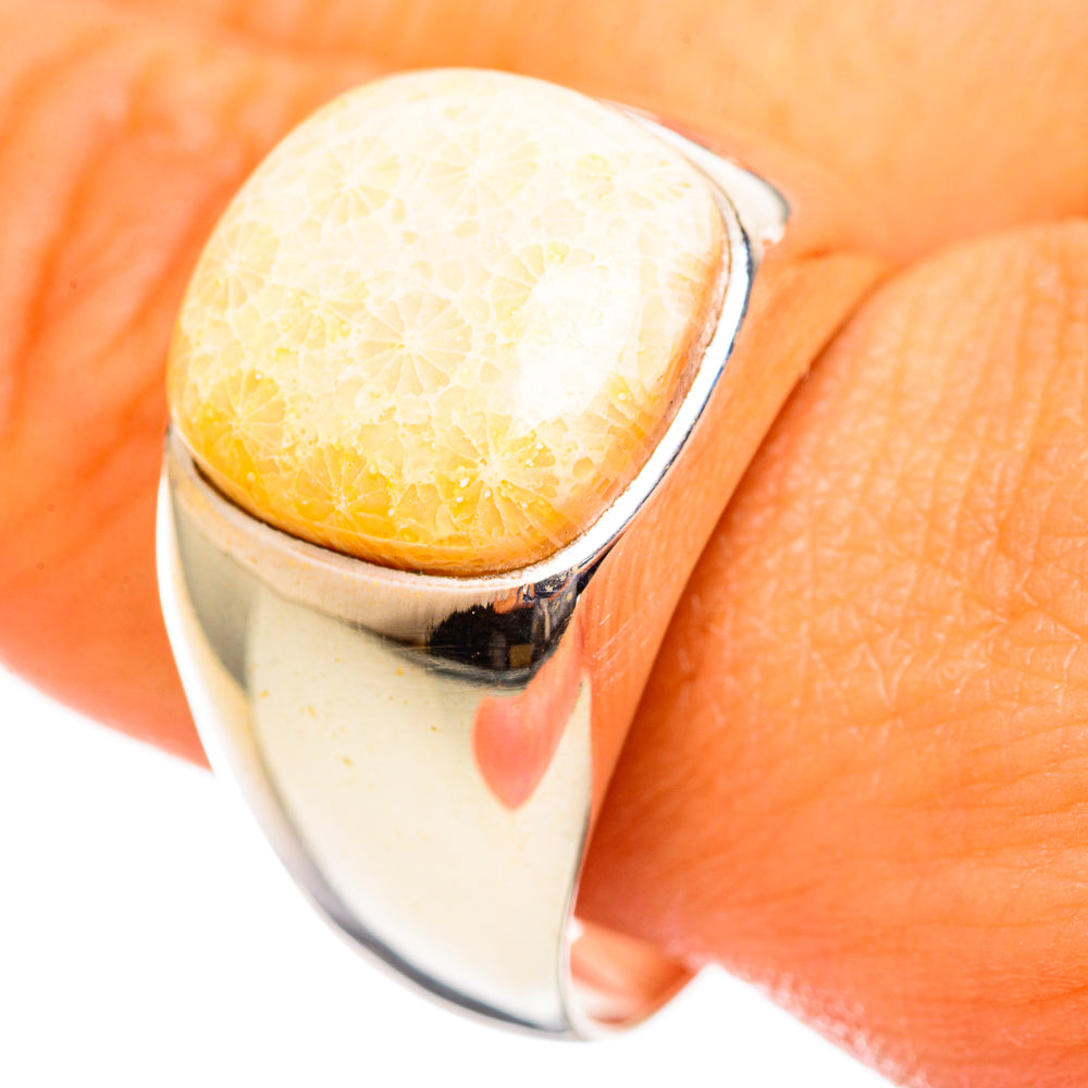 Fossil Coral Rings handcrafted by Ana Silver Co - RING114468