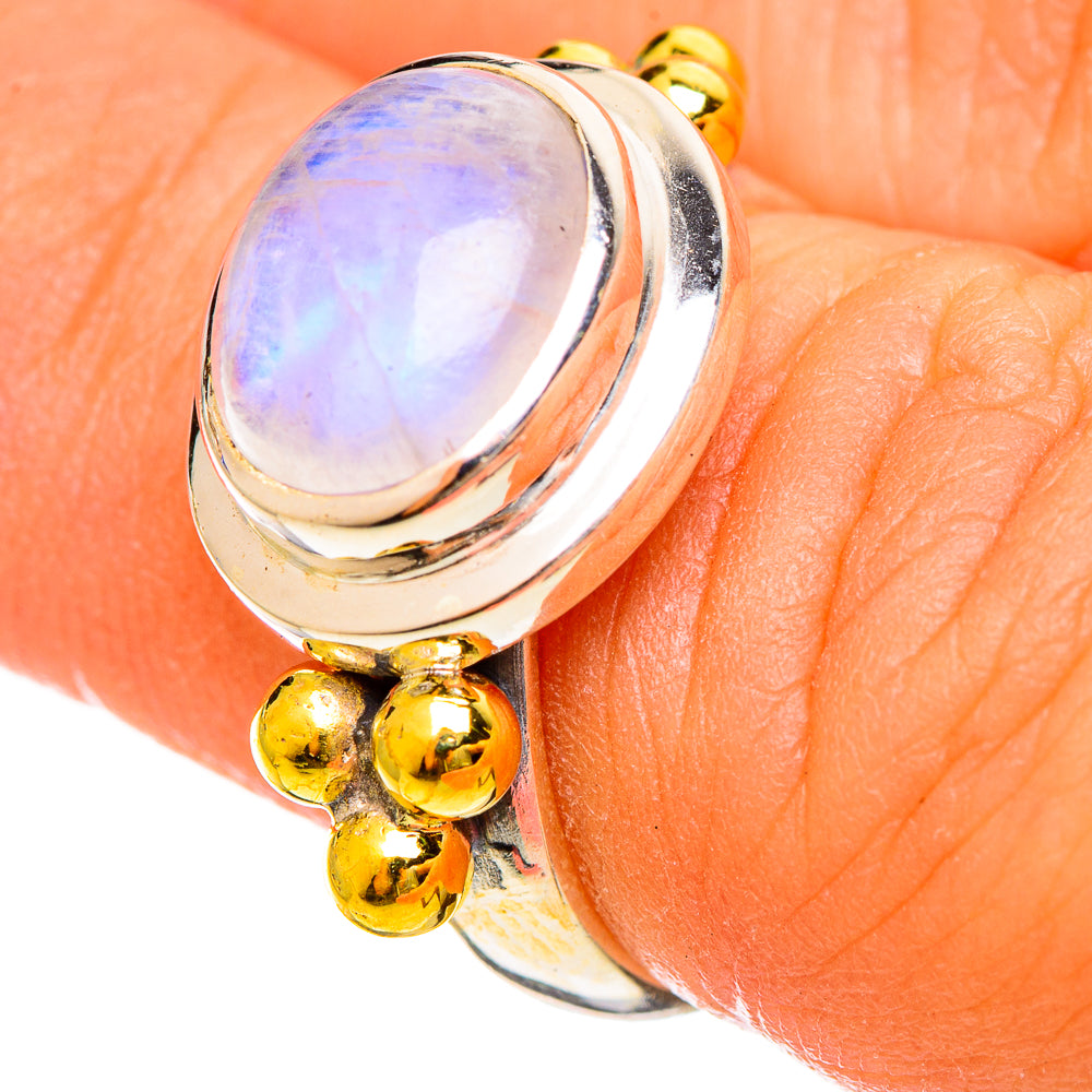 Rainbow Moonstone Rings handcrafted by Ana Silver Co - RING114484
