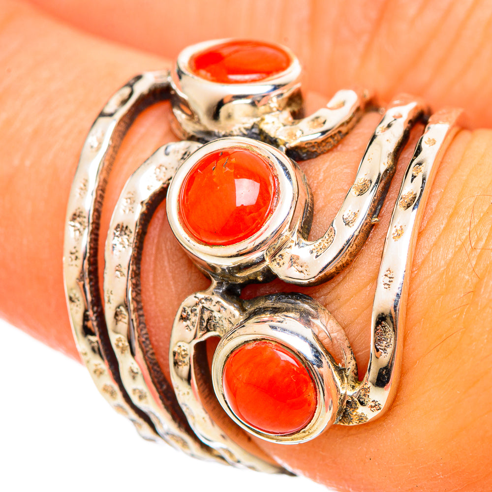 Mediterranean Red Coral Rings handcrafted by Ana Silver Co - RING114504