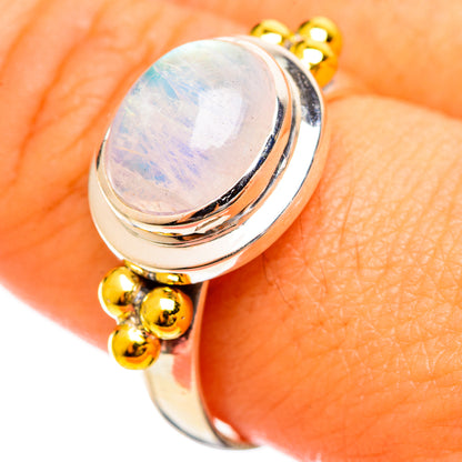 Rainbow Moonstone Rings handcrafted by Ana Silver Co - RING114513