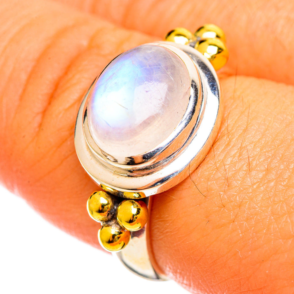 Rainbow Moonstone Rings handcrafted by Ana Silver Co - RING114541