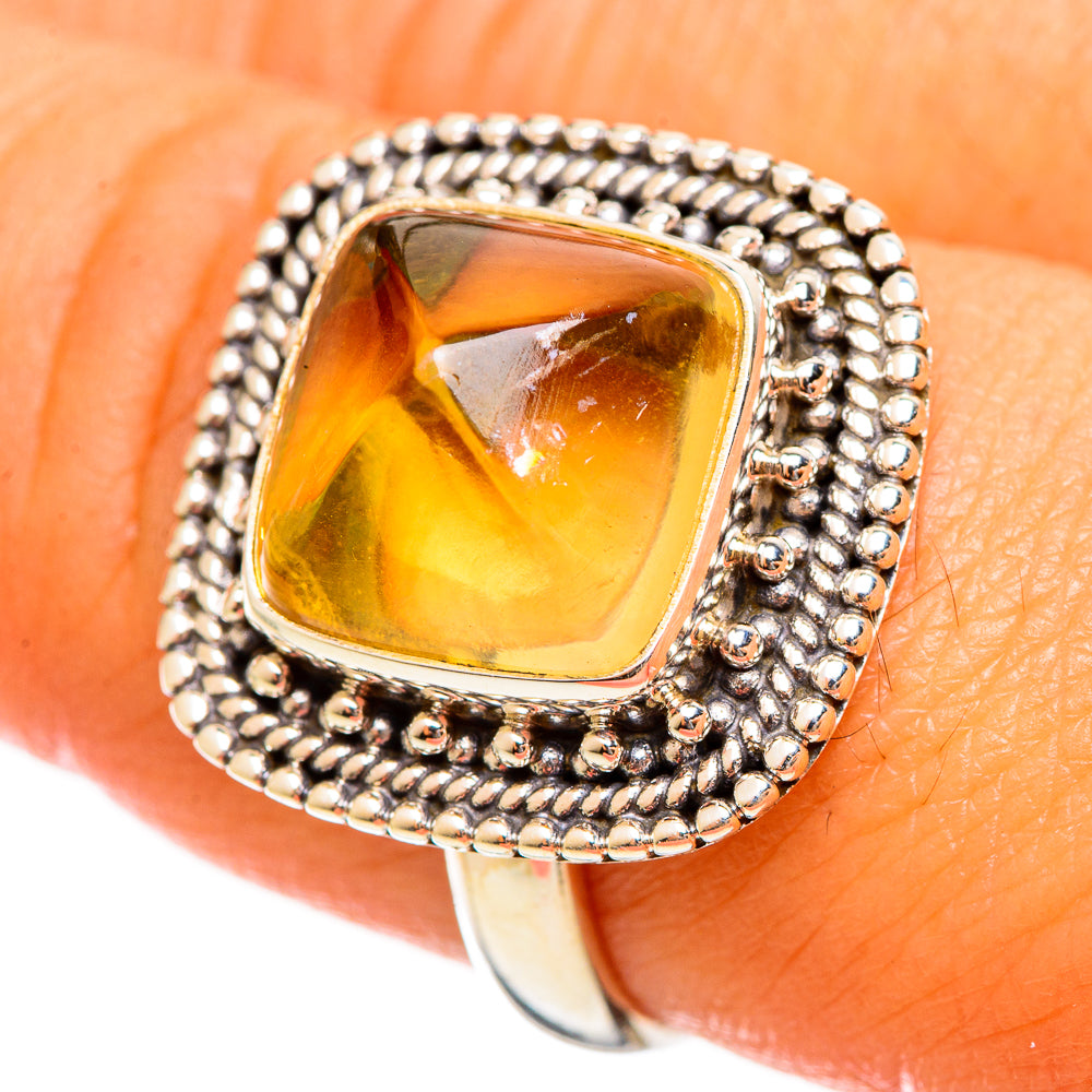 Citrine Sugarloaf Rings handcrafted by Ana Silver Co - RING114557