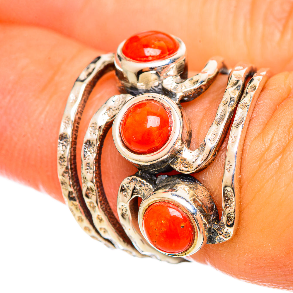 Mediterranean Red Coral Rings handcrafted by Ana Silver Co - RING114560