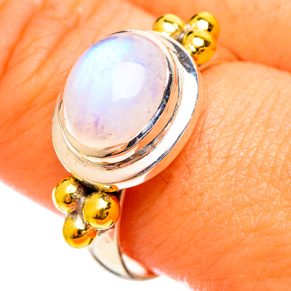 Rainbow Moonstone Rings handcrafted by Ana Silver Co - RING114568