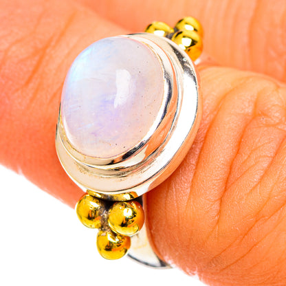 Rainbow Moonstone Rings handcrafted by Ana Silver Co - RING114585