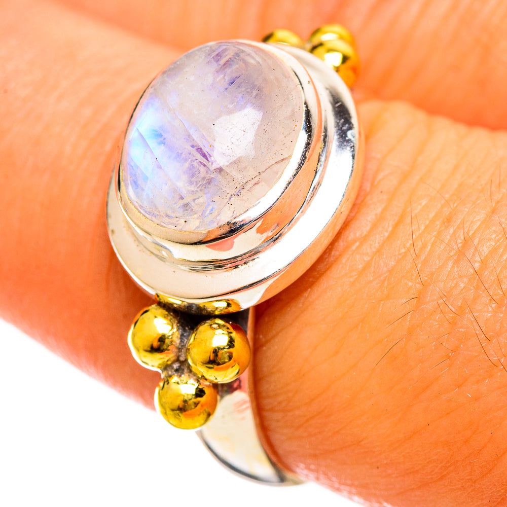 Rainbow Moonstone Rings handcrafted by Ana Silver Co - RING114602