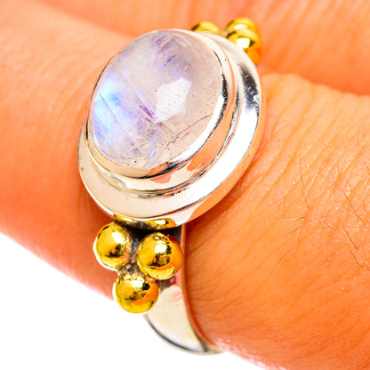 Rainbow Moonstone Rings handcrafted by Ana Silver Co - RING114602