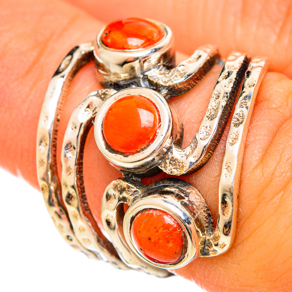 Mediterranean Red Coral Rings handcrafted by Ana Silver Co - RING114614