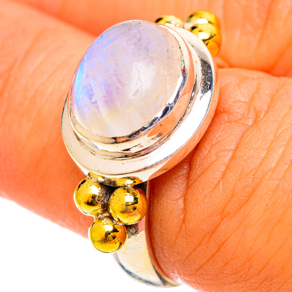 Rainbow Moonstone Rings handcrafted by Ana Silver Co - RING114633