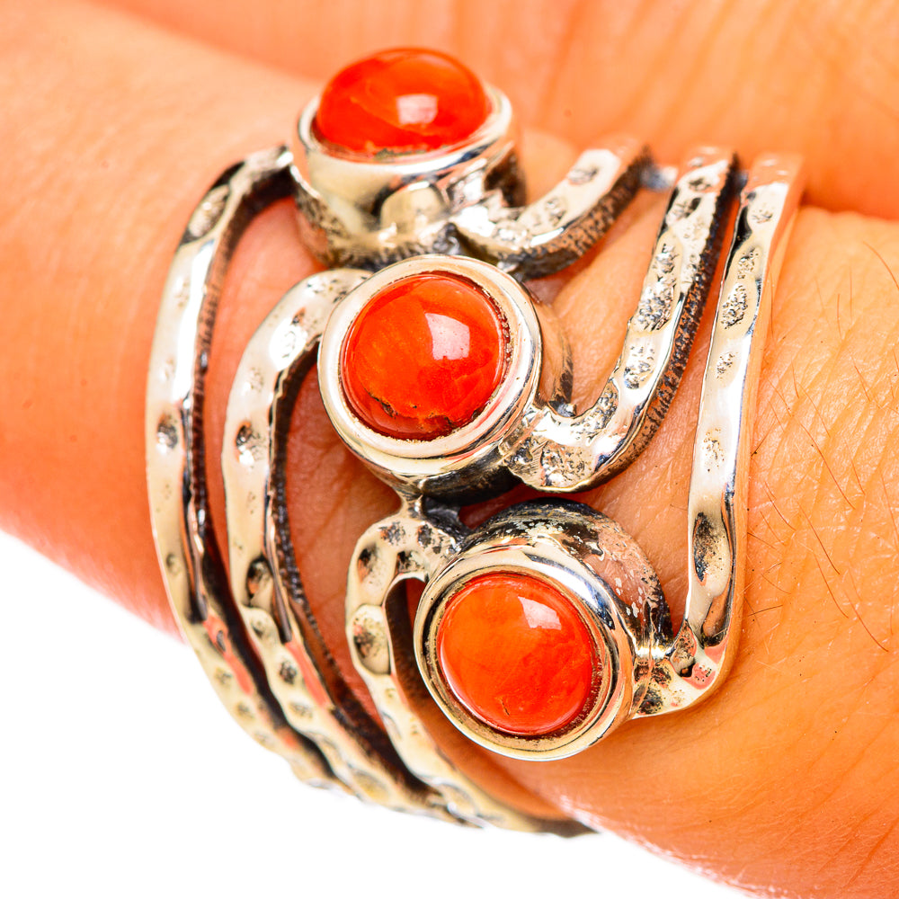 Mediterranean Red Coral Rings handcrafted by Ana Silver Co - RING114643