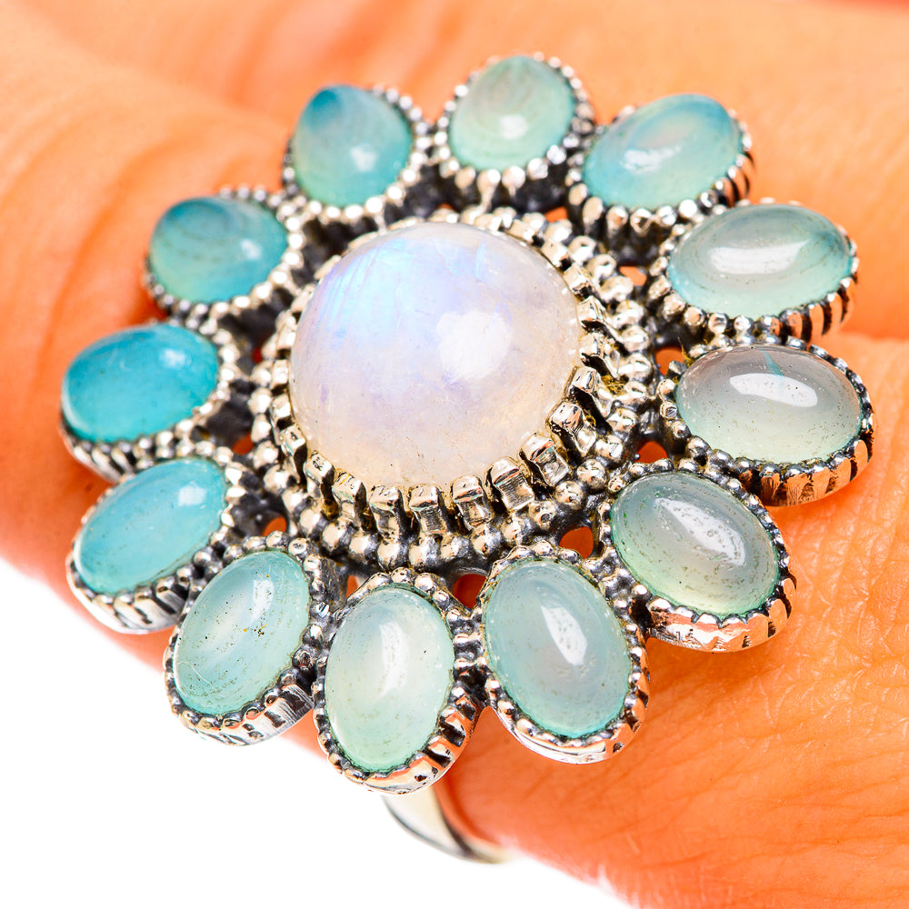 Rainbow Moonstone Rings handcrafted by Ana Silver Co - RING114691
