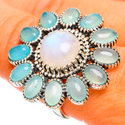 Rainbow Moonstone Rings handcrafted by Ana Silver Co - RING114691