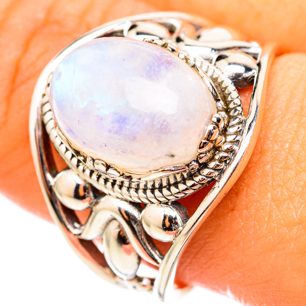 Rainbow Moonstone Rings handcrafted by Ana Silver Co - RING114717