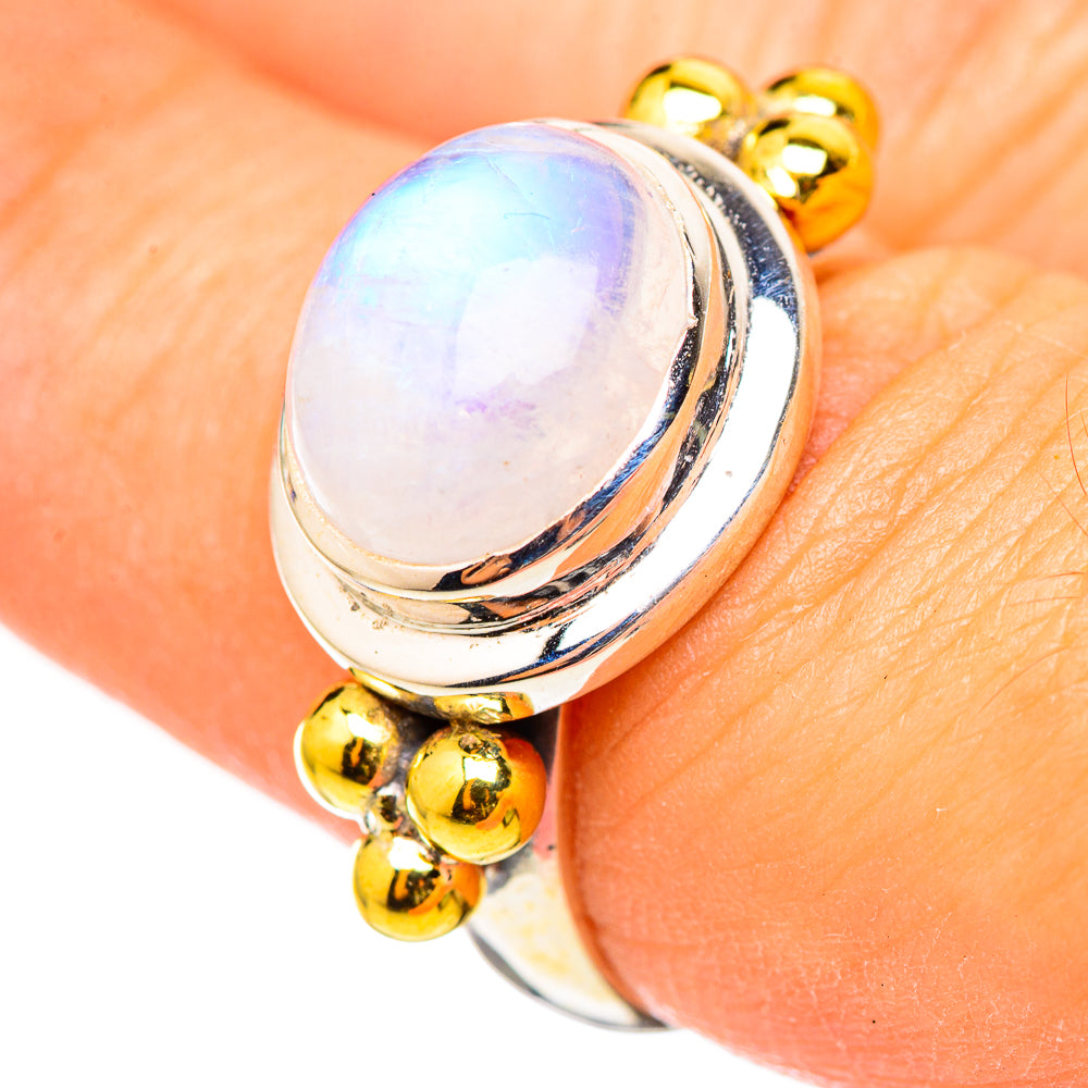 Rainbow Moonstone Rings handcrafted by Ana Silver Co - RING114718