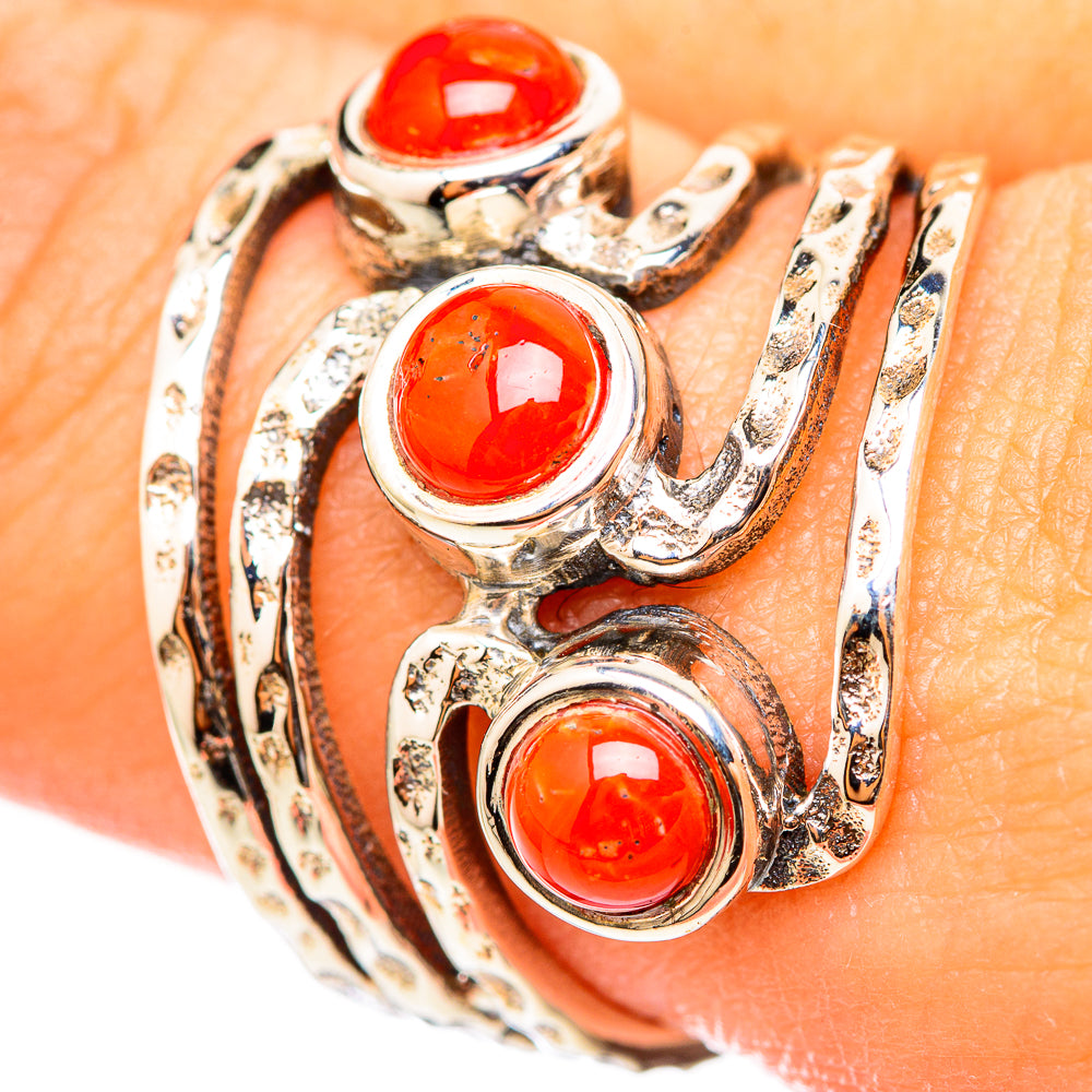 Mediterranean Red Coral Rings handcrafted by Ana Silver Co - RING114734