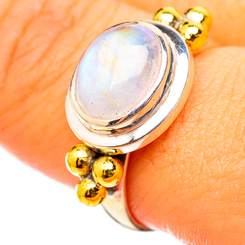 Rainbow Moonstone Rings handcrafted by Ana Silver Co - RING114741