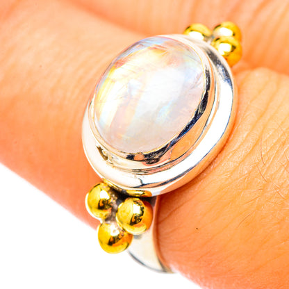 Rainbow Moonstone Rings handcrafted by Ana Silver Co - RING114766
