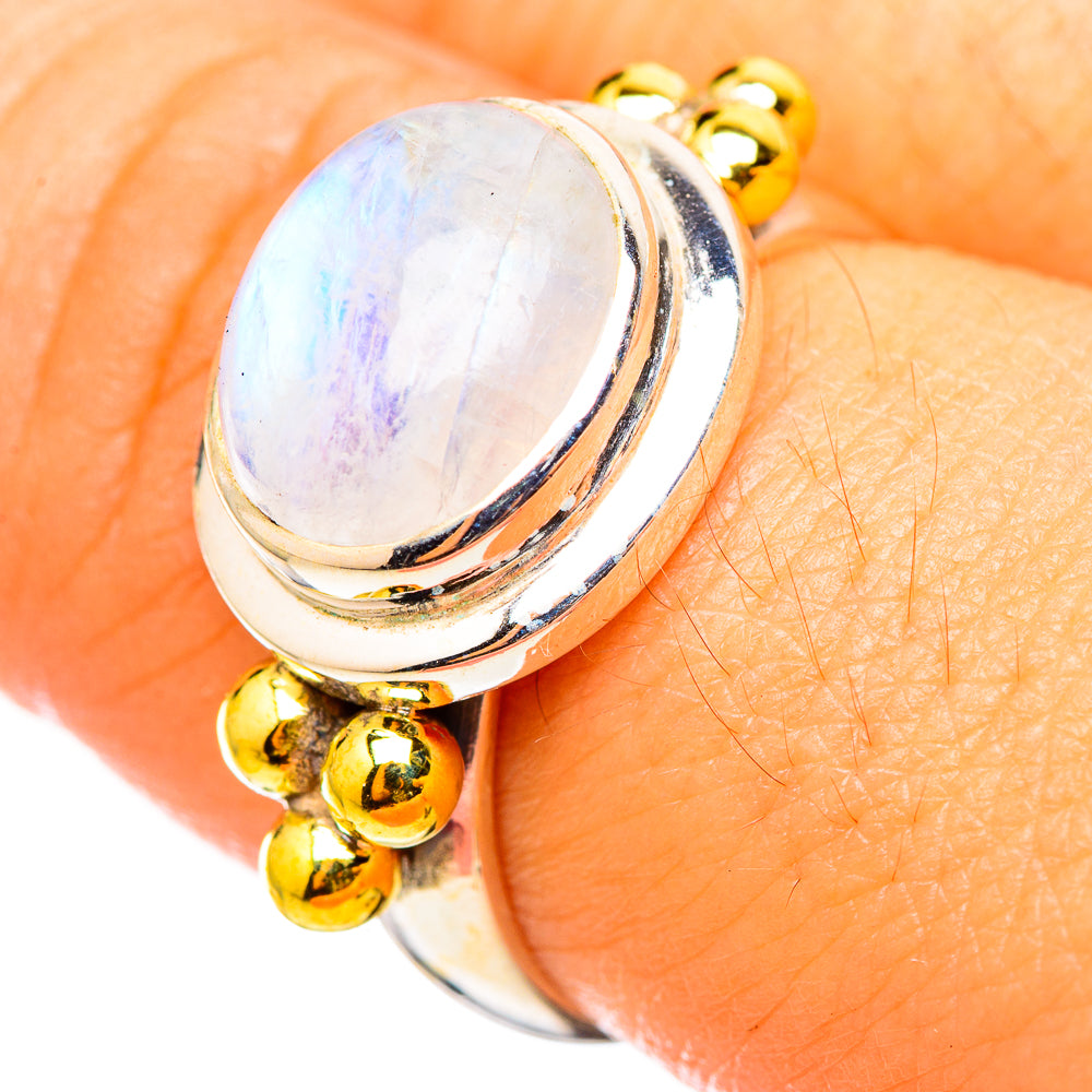 Rainbow Moonstone Rings handcrafted by Ana Silver Co - RING114788