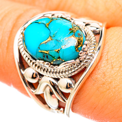 Blue Copper Composite Turquoise Rings handcrafted by Ana Silver Co - RING114797
