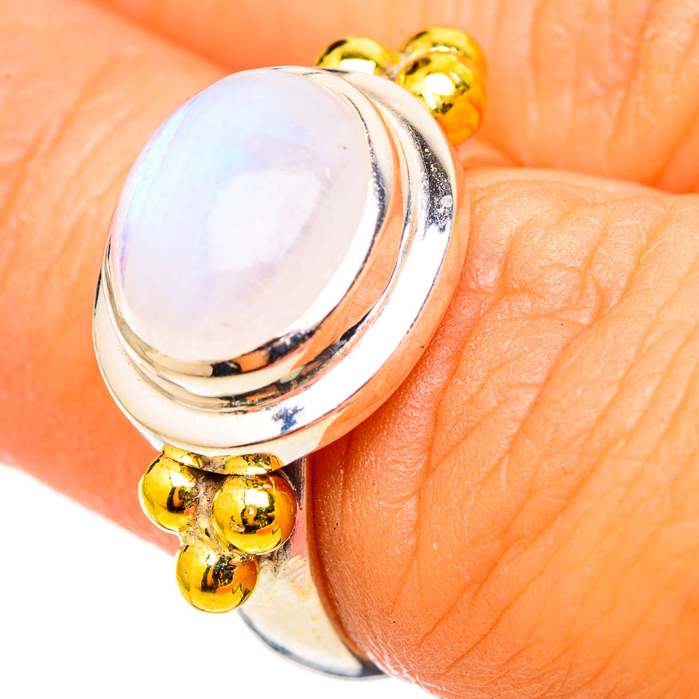 Rainbow Moonstone Rings handcrafted by Ana Silver Co - RING114811
