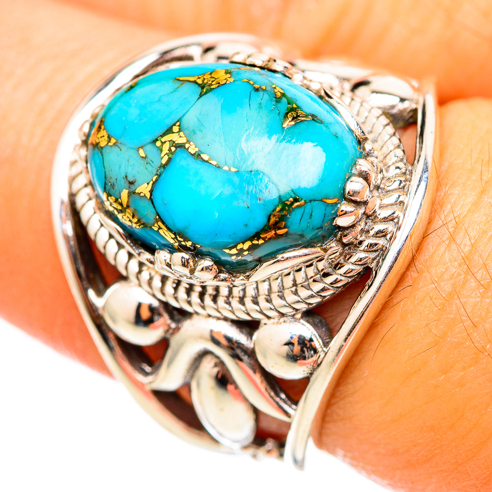 Blue Copper Composite Turquoise Rings handcrafted by Ana Silver Co - RING114819