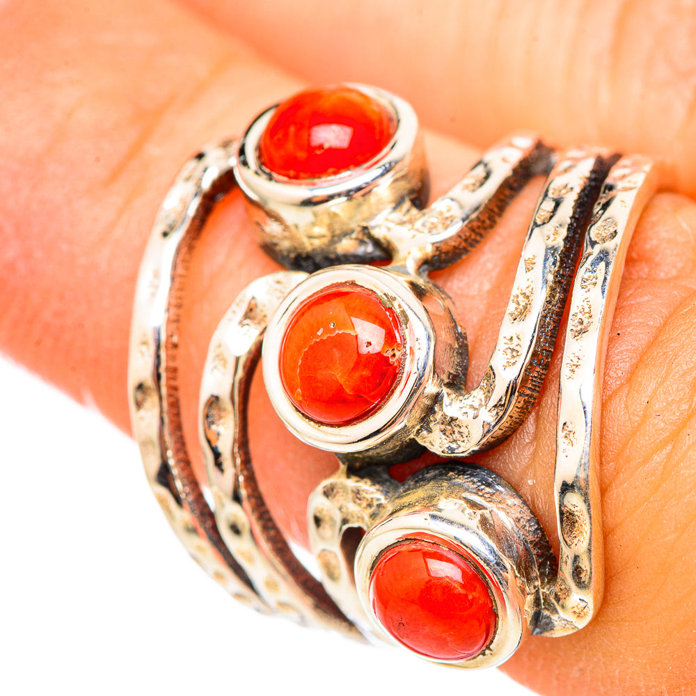 Mediterranean Red Coral Rings handcrafted by Ana Silver Co - RING114830
