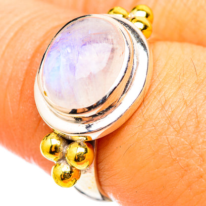 Rainbow Moonstone Rings handcrafted by Ana Silver Co - RING114835