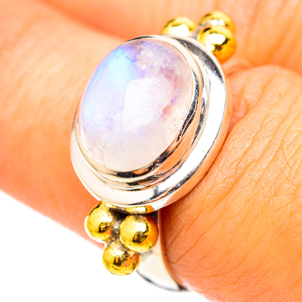 Rainbow Moonstone Rings handcrafted by Ana Silver Co - RING114858