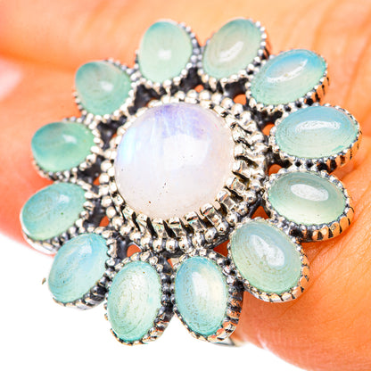 Rainbow Moonstone Rings handcrafted by Ana Silver Co - RING114905