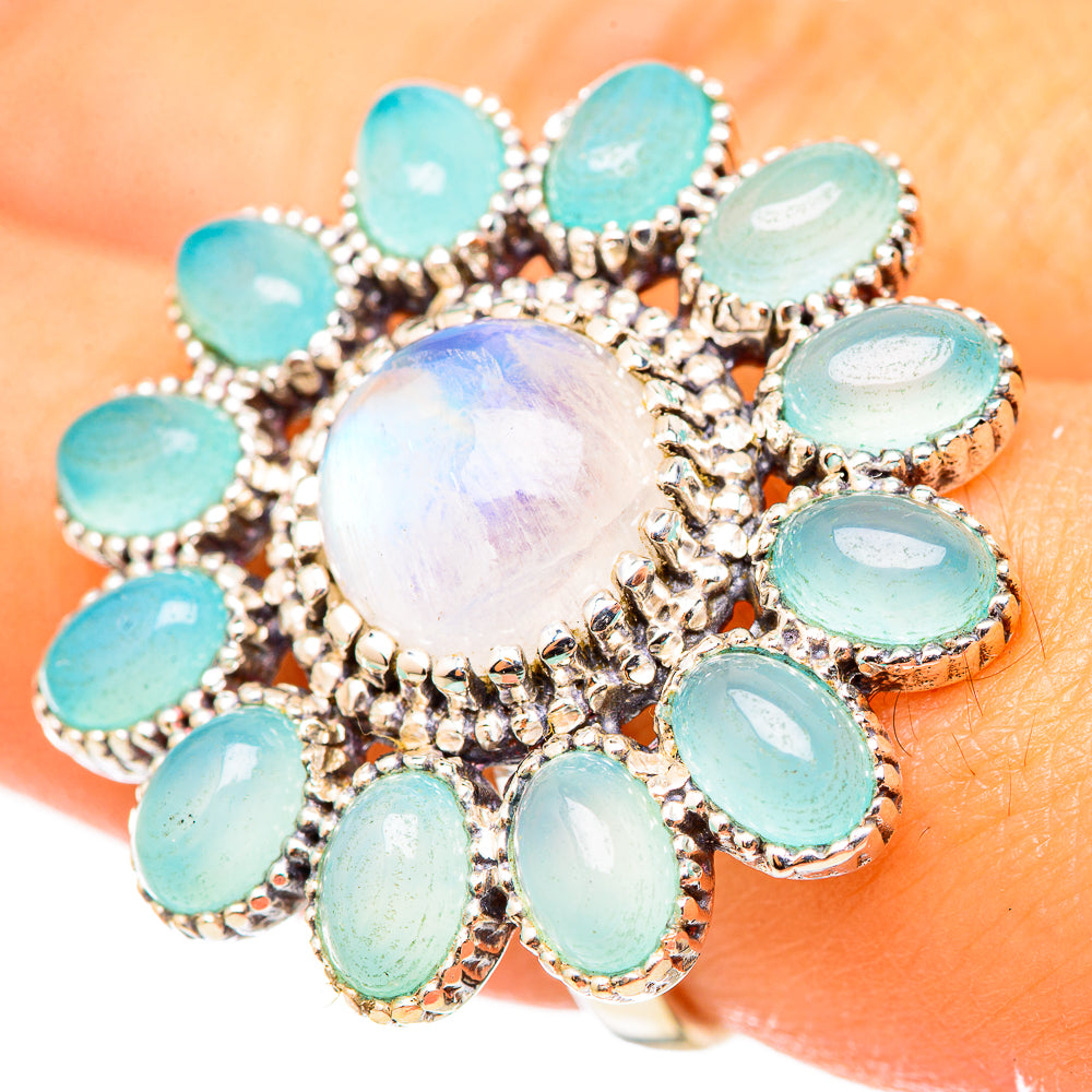 Rainbow Moonstone Rings handcrafted by Ana Silver Co - RING114923