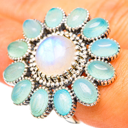 Rainbow Moonstone Rings handcrafted by Ana Silver Co - RING114939