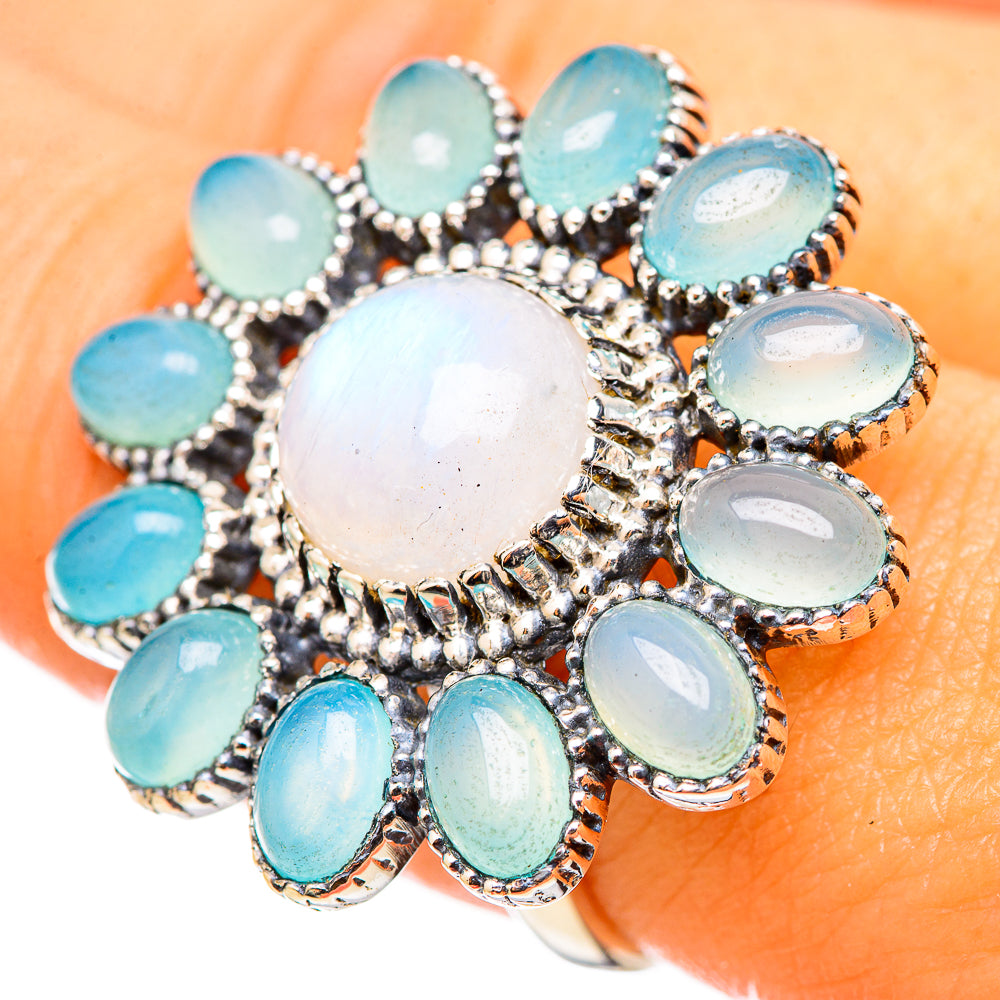 Rainbow Moonstone Rings handcrafted by Ana Silver Co - RING114971