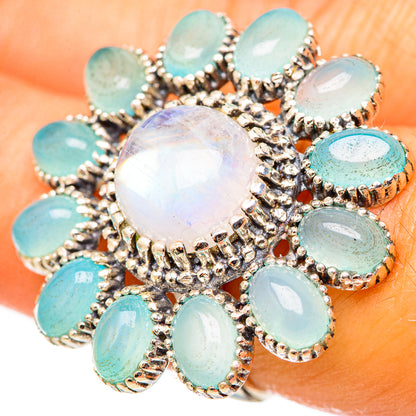 Rainbow Moonstone Rings handcrafted by Ana Silver Co - RING114987