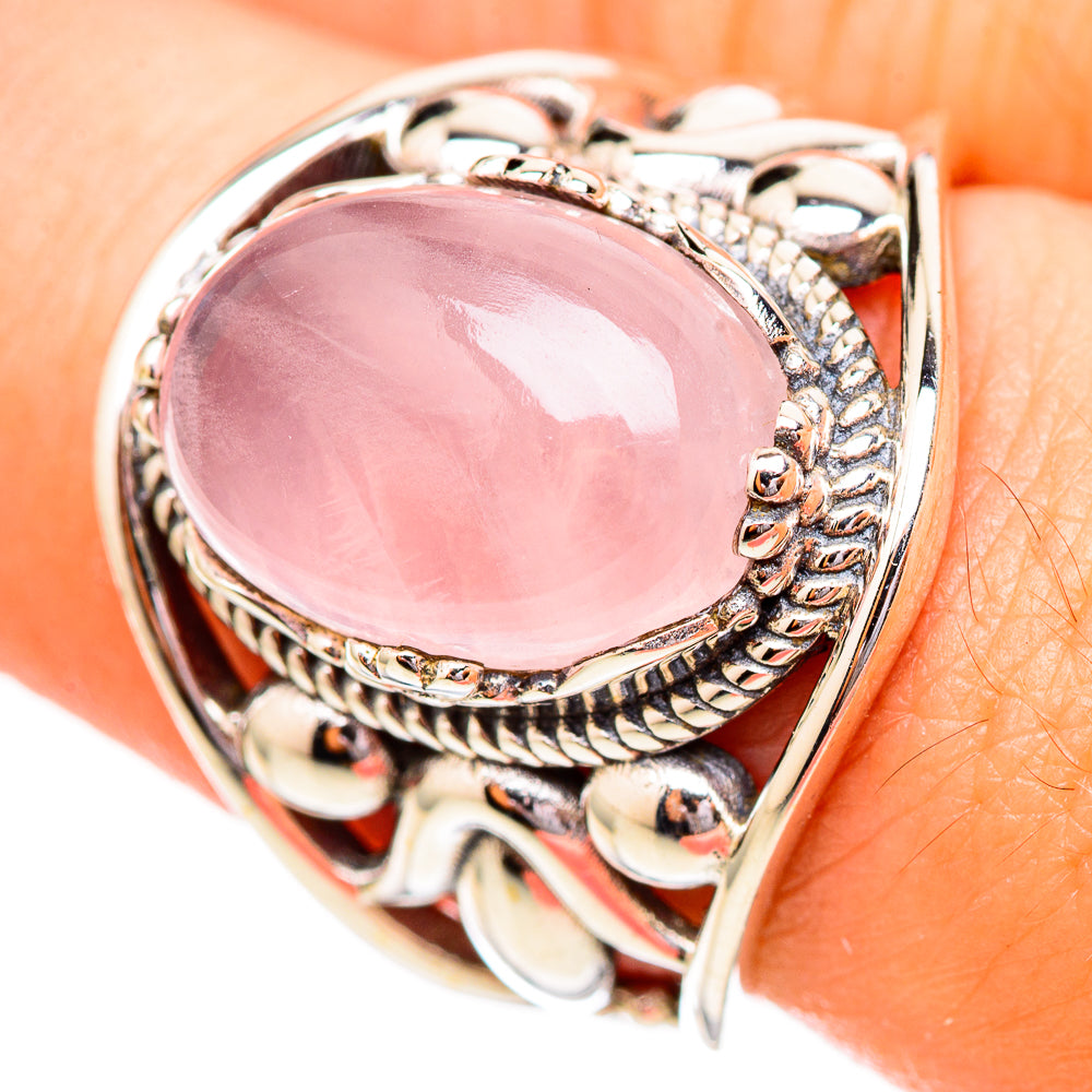 Rose Quartz Rings handcrafted by Ana Silver Co - RING115007