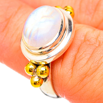 Rainbow Moonstone Rings handcrafted by Ana Silver Co - RING115016